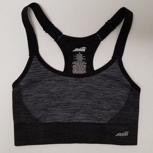 Avia Gray & Black Space Dye Racer Back Sports Bra